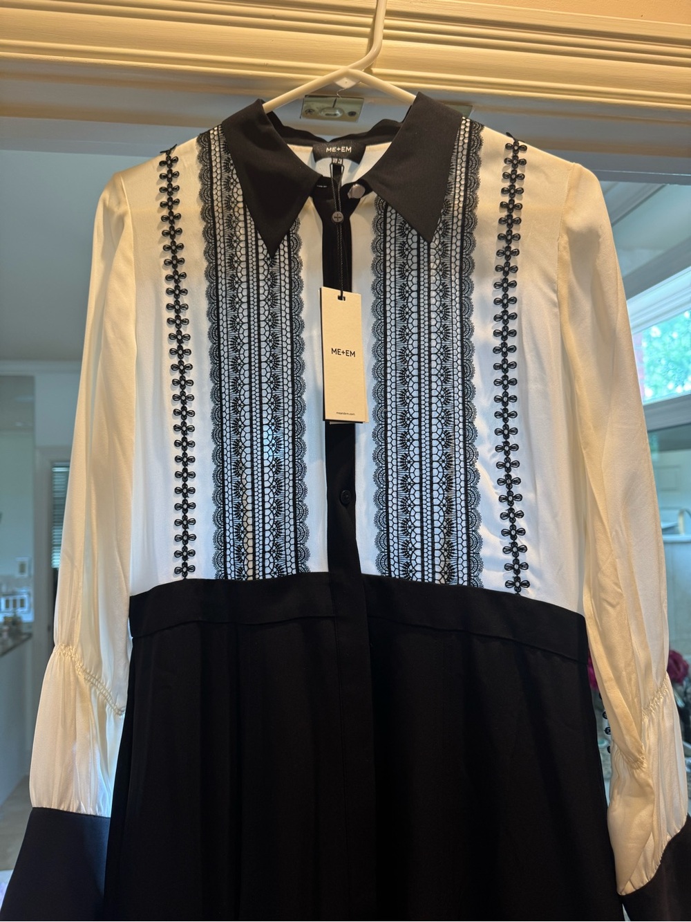ME+EM Black and cream Long Sleeve Midi Dress - Picture 3 of 6